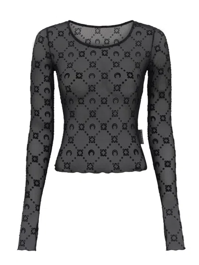 Marine Serre Mesh Slock Cropped Top Woman Black