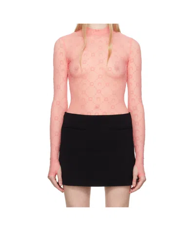 Marine Serre Mesh T-shirt In Pink