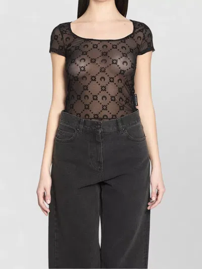 Marine Serre Mesh Top Allover Monogram Pattern In Black