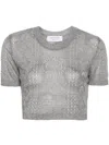 Marine Serre Metallic Fine-ribbed Top In 银色