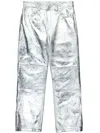 MARINE SERRE METALLIC-FINISH LEATHER TROUSERS