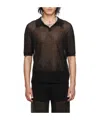 Marine Serre Metallic Short-sleeved Polo Shirt In Black