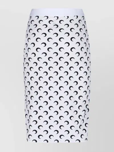 Marine Serre Midi Skirt With Crescent Moon Pattern In White