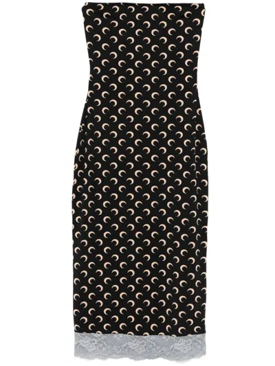 Marine Serre Midi Dress  In Black