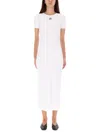 Marine Serre Logo Cotton Blend Jersey Midi Dress In White
