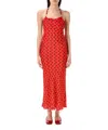Marine Serre Red Moon Satin Long Slip Dress In Red