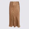 Marine Serre Moon Satin Midi Skirt In Beige