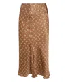 Marine Serre Printed High Waist Midi Skirt With Side Slit In Brown