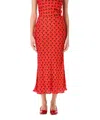 Marine Serre Crescent Moon-print Satin Midi Skirt In Red