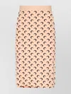 Marine Serre Midi Skirt With Elastic Waistband And Print In Brown