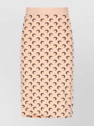 Marine Serre Midi Skirt With Elastic Waistband And Print In Brown