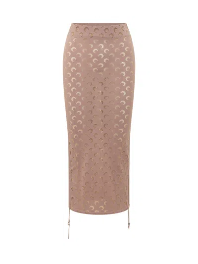 Marine Serre Midi Skirt With Luna Motif In Pink