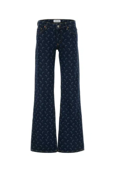 Marine Serre Multicolor Flared Mid Rise Jean
