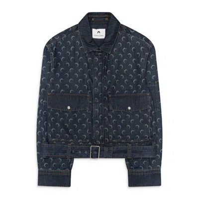 Marine Serre Midnight Blue Denim Trucker Jacket Blue