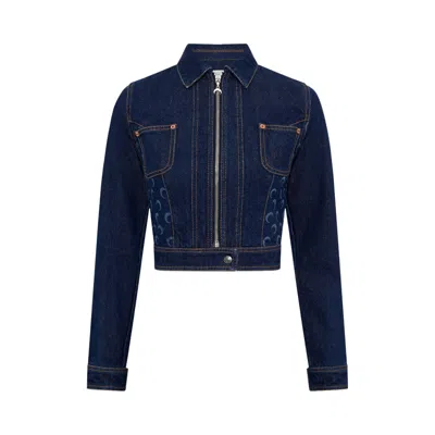 Pre-owned Marine Serre Midnight Blue Denim Trucker Jacket 'midnight Blue' | Women's Size 36