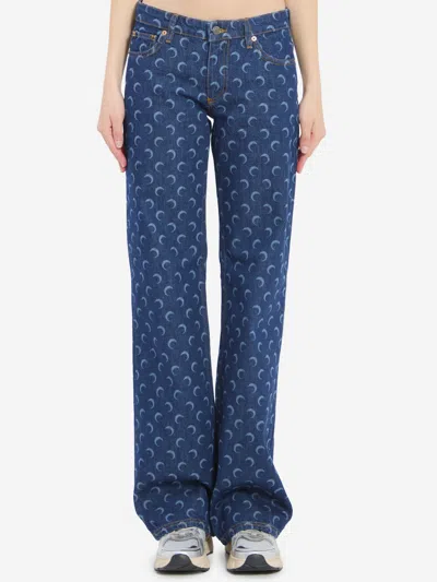 Marine Serre Midnight Bootcut Jeans In Blue