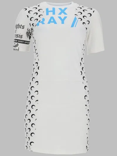 Marine Serre White Crescent Moon Graphic Mini Dress In Gray