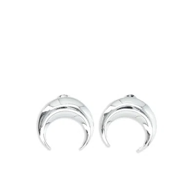 Marine Serre Mini Crescent Moon Earrings In Silver