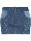 Marine Serre Mini Denim Skirt In Blue