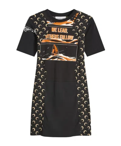 Marine Serre Moon-print Dress In Black