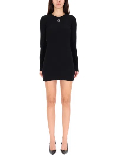 Marine Serre Mini Dress With Logo In Black