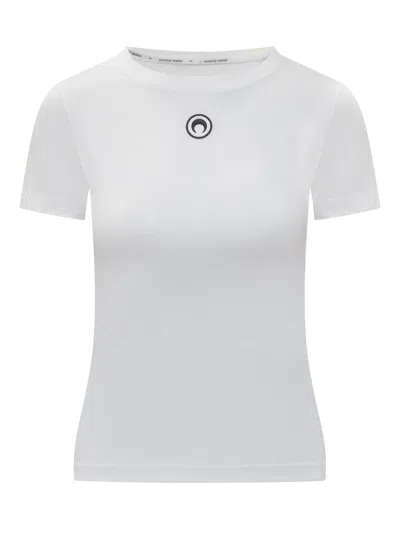 Marine Serre Mini Fitted T-shirt With Embroidered Logo In Multi
