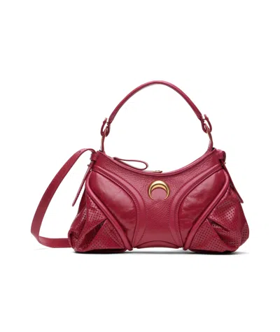 Marine Serre Mini Glossy Leather Futura Shoulder Bag In Red
