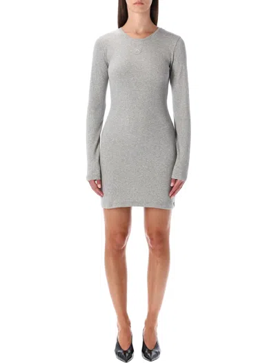 Marine Serre Mini Jersey Long-sleeved Crewneck Dress In Gray