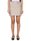Marine Serre Moon Diamant Jacquard Miniskirt In Beige