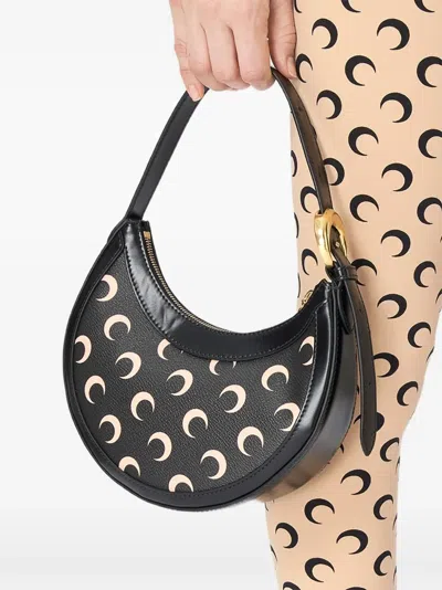 Marine Serre Mini Moon Eclipse Shoulder Bag In Black
