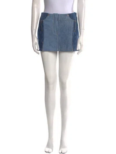 Pre-owned Marine Serre Mini Skirt In Blue