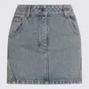 Marine Serre Moon Monogrammed Denim Mini Skirt In Light Blue
