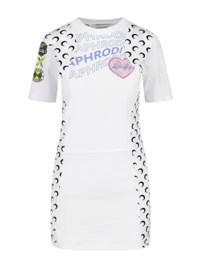 Marine Serre Mini Upcycled Dress In White