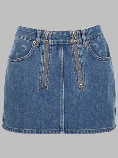 Marine Serre High-waisted Crescent Pattern Denim Mini Skirt In Blue