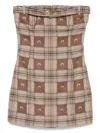 Marine Serre Moon Check-jacquard Mini Dress In Brown