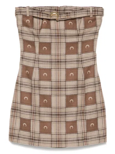 MARINE SERRE MOON CHECK-JACQUARD MINI DRESS - WOMEN'S - VISCOSE/WOOL