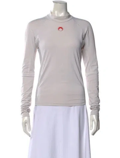 Pre-owned Marine Serre Mock Neck Long Sleeve Top In Gray