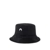 Marine Serre Logo-embroidered Cotton Bucket Hat In Black