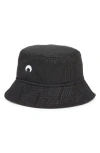 Marine Serre Black Regenerated Moire Bucket Hat In Black