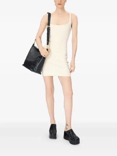 Marine Serre Monn-jacquard Knitted Mini Dress In Neutral