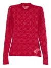 Marine Serre Monogram High-neck Top In Red