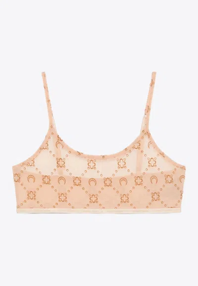 Marine Serre Monogram Jacquard Bralette In Pink