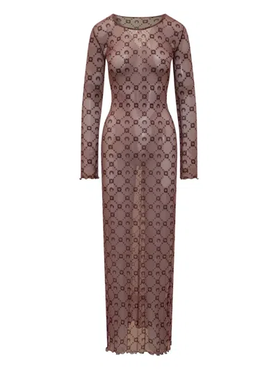 MARINE SERRE MONOGRAM LONG-SLEEVE MAXI DRESS