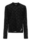 Marine Serre Monogram Mesh Flock Highneck Top In Black