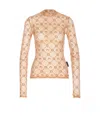 Marine Serre Moonogram Mesh Flock Top With Logo Print In Neutral