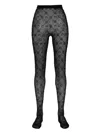 Marine Serre Crescent Moon Jacquard Tights In Black
