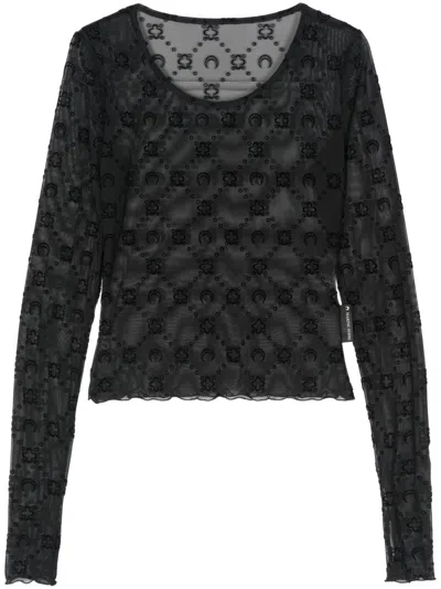 MARINE SERRE MARINE SERRE MONOGRAM MESH FLOCK TOP