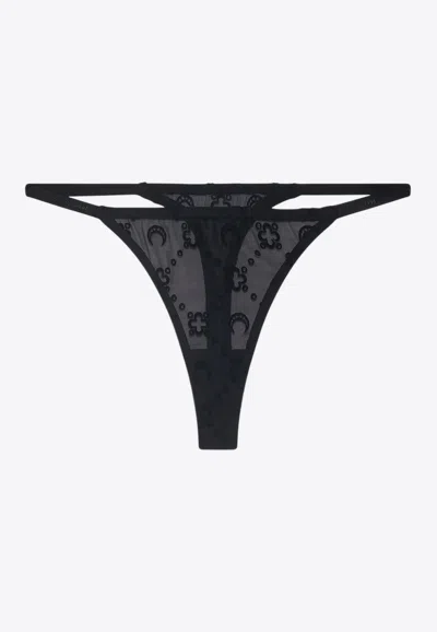 Marine Serre Monogram Mesh Thong In Black