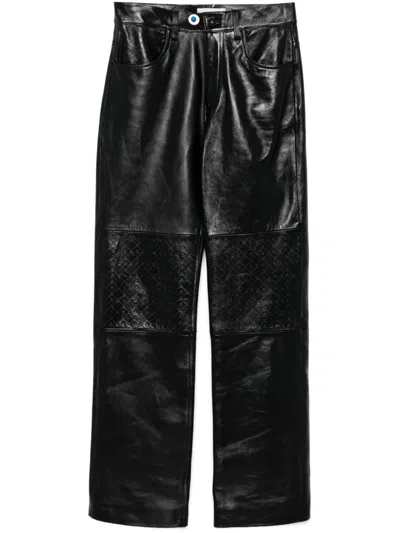 Marine Serre Moonogram Leather Trousers In Bk99