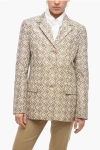 MARINE SERRE JACQUARD COTTON BLEND BLAZER WITH MONOGRAM MOTIF